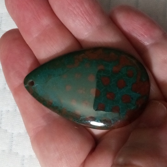 Fabulous Teardrop Fire Agate Pendant - Picture 2 of 5